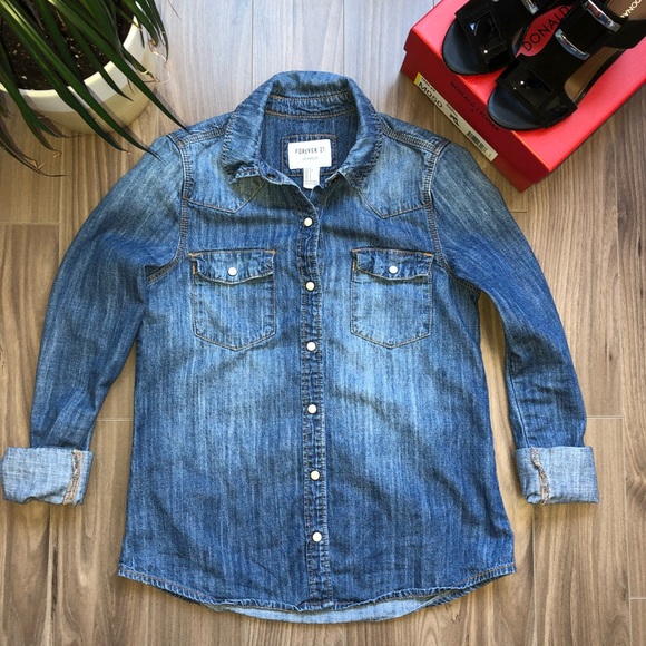 FOREVER 21 Jean Shirt - Picture 2 of 5